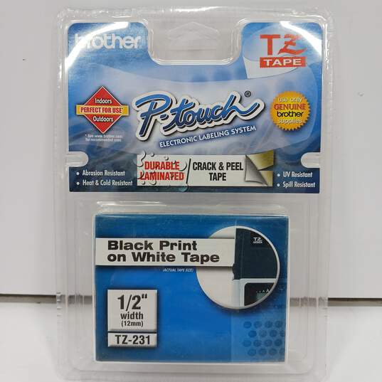 Brother TZ Tape P-touch Electronic Labeling System Black Print On White Tape NIB image number 1