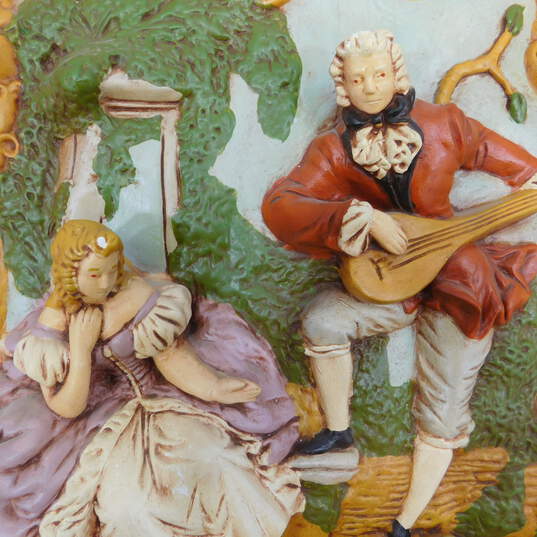 Vintage  Ceramic  3D Wall Decor Man and Woman in Garden image number 2