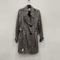 Womens Gray Animal Print Long Sleeve BeltedButton Front Trench Coat Size 8 image number 1