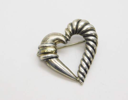 David Yurman 925 Sterling Silver & 14K Yellow Gold Cable Open Heart Brooch 5.5g image number 1
