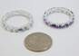Sterling Silver White Sapphire & Amethyst Eternity Band Rings 5.8g image number 4