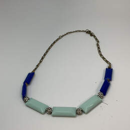Designer J. Crew Gold-Tone Blue Crystal Link Chain Statement Necklace alternative image