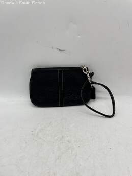 Coach Womens Black Pebbled Leather Bag Charm Top Zipper Wristlet Wallet alternative image