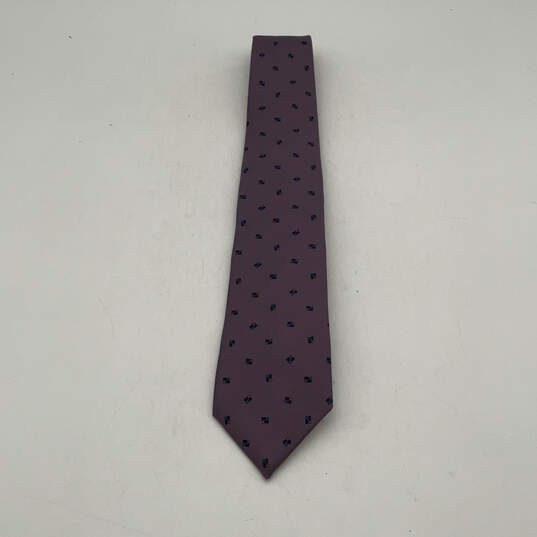Mens Purple Geometric Silk Four-In-Hand Adjustable Formal Pointed Neck Tie image number 1