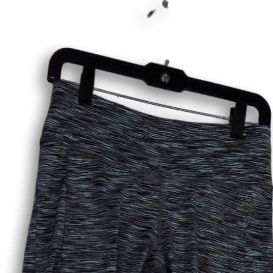 Womens Black Green Space Dye Elastic Waist Pull-On Activewear Capri Pants image number 4