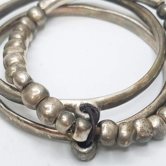 Sterling Silver Bead & Bar Triple Bracelet 82.9g image number 4