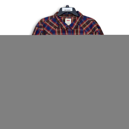 Mens Multicolor Plaid Two Pockets Long Sleeve Button-Up Shirt Size XXL image number 1