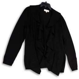 Womens Black Long Sleeve Regular Fit Cardigan Sweater Size Large