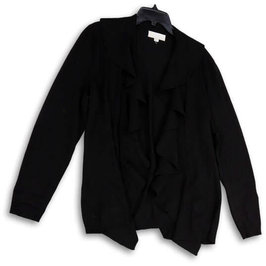 Womens Black Long Sleeve Regular Fit Cardigan Sweater Size Large image number 1