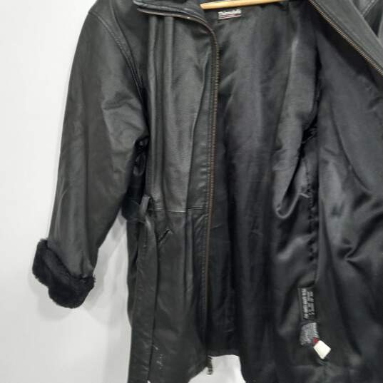 Wilsons Black Leather Belted Jacket Men's Size M image number 4