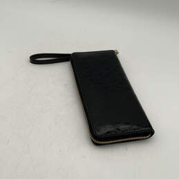 Womens Black Leather Card Holder Zip Around Clutch Wristlet Wallet alternative image