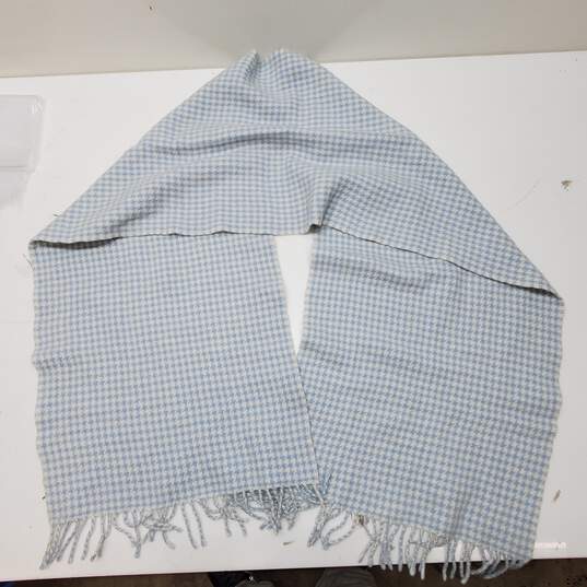 Sézane Blue and White Plaid Wool Scarf image number 2