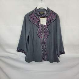 Bob Mackie Vintage Gray & Purple Embroidered Full Zip Jacket WM Size 1X NWT