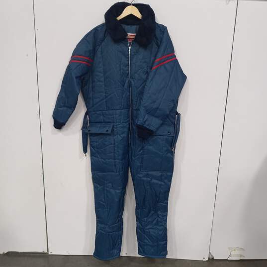 Vintage JC Penny Men's Blue Full Zip Insulated Snowmobile Suit Size XL image number 1