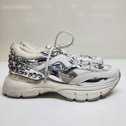 Sam Edelman Bedazzled White Silver Sneakers Size Women's 6