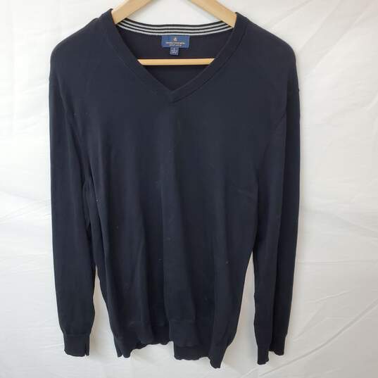 Wm Brooks Brothers Supreme V-Neck Black Pullover Sweater Sz L image number 1