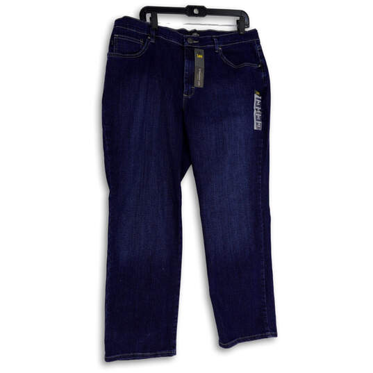 NWT Womens Blue Medium Wash Mid Rise Denim Straight Leg Jeans Size 16 Short image number 4