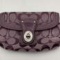 Womens Purple Signature Print Logo Charm Turn Lock Wristlet Wallet image number 1