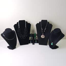 Green, Black, And Silver Toned Costume Fashion Jewelry Set