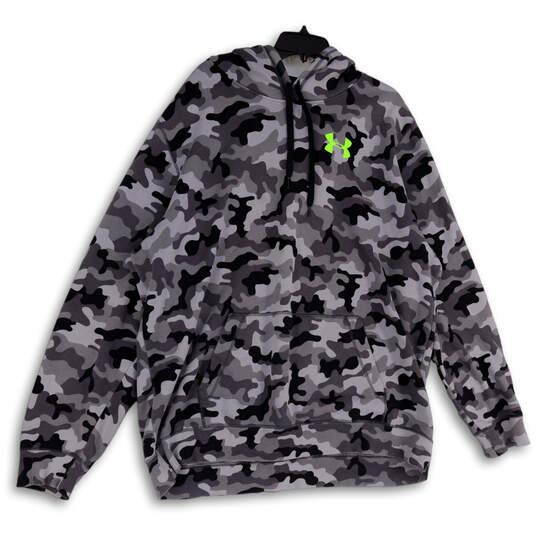 Womens Gray Camouflage Long Sleeve Kangaroo Pocket Pullover Hoodie Size 3XL image number 1