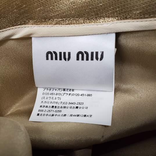 Miu Miu Women's Gold Silk Blend Mini Skirt Size 10 US w/COA image number 4