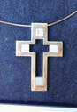 Wedgwood 925 Blue Topaz Ceramic Cross Pendant Necklace With Box 288.7g image number 2