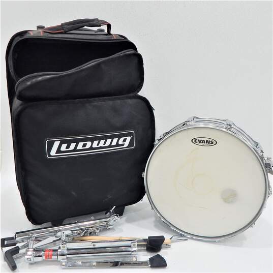 Ludwig Brand Snare Drum Set w/ Rolling Case, Snare Drum, Stand, and Accessories image number 1