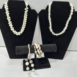 Bundle of Assorted Beaded White Costume Jewelry