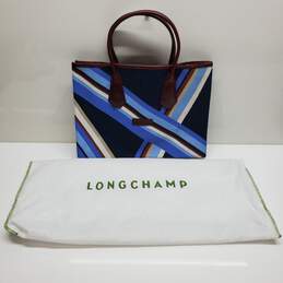 AUTHENTICATED LONGCHAMP PRINTED CANVAS TOTE W/ DUSTBAG 15x12x6in