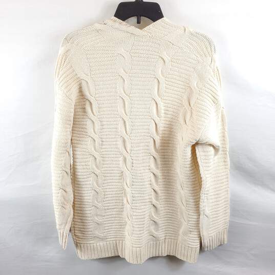 Futurino Women Ivory Cable Knit Cardigan M NWT image number 2