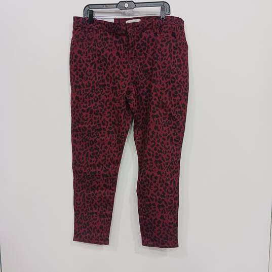Social Standard Women's Red Animal Print Pants Size 16 image number 1