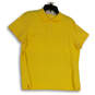 Womens Yellow Short Sleeve Collared Side Slit Casual Polo Shirt Size XL image number 1