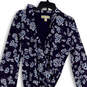 Womens Blue White Floral Long Sleeve Ruffle Knee Length Shirt Dress Size M image number 3