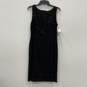 NWT Women Black Sequin Round Neck Sleeveless Back Zip Sheath Dress Size 6 image number 1