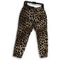 Womens Brown Black Leopard Print Elastic Waist Pull-On Ankle Pants Size S image number 1