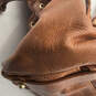 Womens Beige Gold Leather Inner Pockets Double Handle Shoulder Bag Purse image number 3