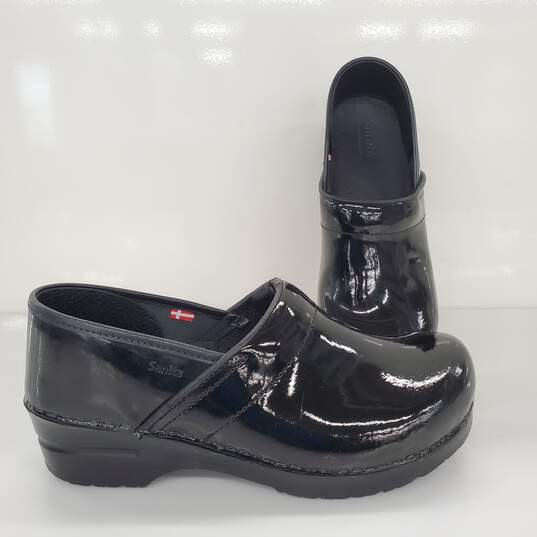 Sanita Sabel Women's Patent Leather Work Clog Shoes Size 40-Black image number 1