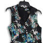 Womens Black Floral Sleeveless V-Neck Back Zip A-Line Dress Size 8 image number 3