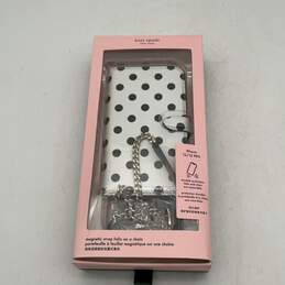 Kate Spade BlacK White Polka Dot Magnetic Folio Case with Chain For Iphone 12
