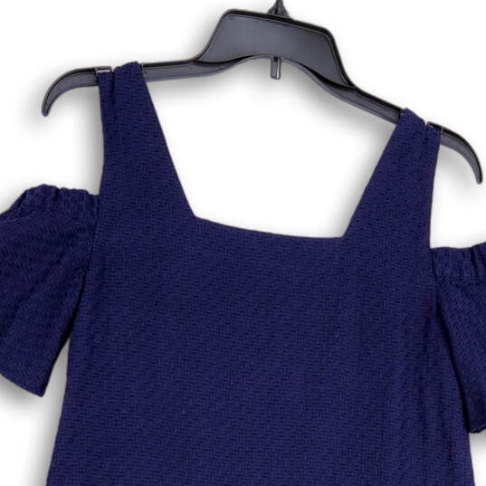 Womens Blue Square Neck Cold Shoulder Short Sleeve Mini Dress Size XS image number 4