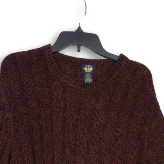 Womens Maroon Knit Long Sleeve Crew Neck Pullover Sweater Size M image number 3