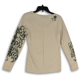 Womens Tan Printed Scoop Neck Long Sleeve Pullover T-Shirt Size Large alternative image
