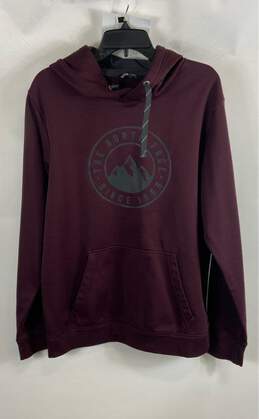 The North Face Mens Burgundy Pockets Long Sleeve Pullover Hoodie Size Large