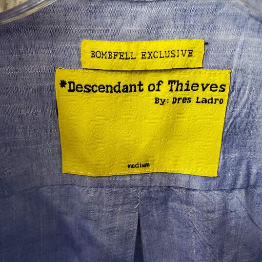 Bombfell Descendent of Thieves Cotton M Light Blue Button Up Long Sleeve Shirt image number 4