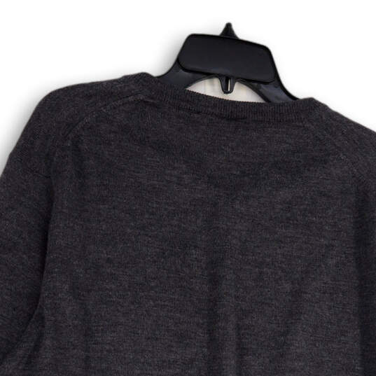 Mens Gray Tight-Knit Long Sleeve V-Neck Pullover Sweater Size Medium image number 4