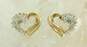 10K Yellow Gold 0.44 CTTW Diamond Ribbon Heart Post Earrings 2.6g image number 5