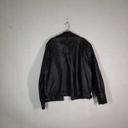 Mens Leather Long Sleeve Pockets Collared Full-Zip Motorcycle Jacket Size Medium alternative image