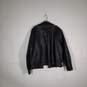 Mens Leather Long Sleeve Pockets Collared Full-Zip Motorcycle Jacket Size Medium image number 2