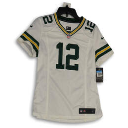 Womens White Green Bay Packers Aaron Rodgers #12 NFL Football Jersey Size M