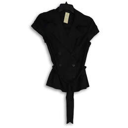 NWT Womens Black Notch Lapel Double Breasted Three Button Blazer Size 2
